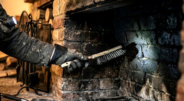 Firebox brick checked under a work light